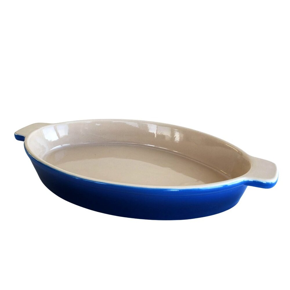 Berndes Blue Stoneware Oval Gratin Baking Dish 11.5" Handles Made in Germany - Picture 2 of 11